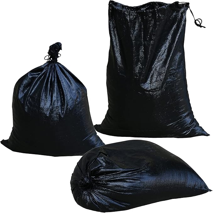 jumbulk 黑色空编织聚乙烯沙袋,尺寸:48.26 厘米 x 60.